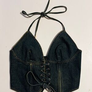 Windsor Dark Blue Denim Halter Top
